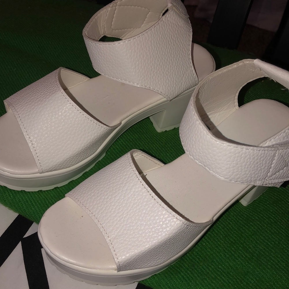 White platform sandals